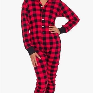 Women's Red and Black Plaid Pajama Set